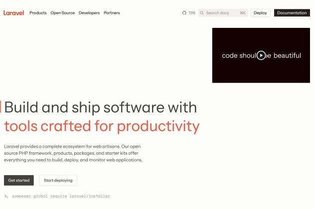 A screenshot from the Laravel website